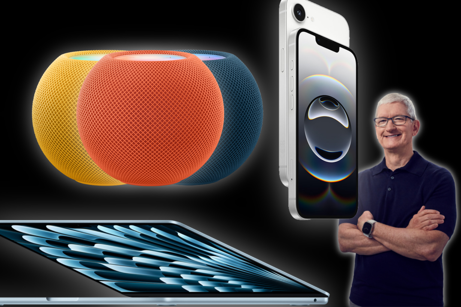 Tim Cook med Apple produkter