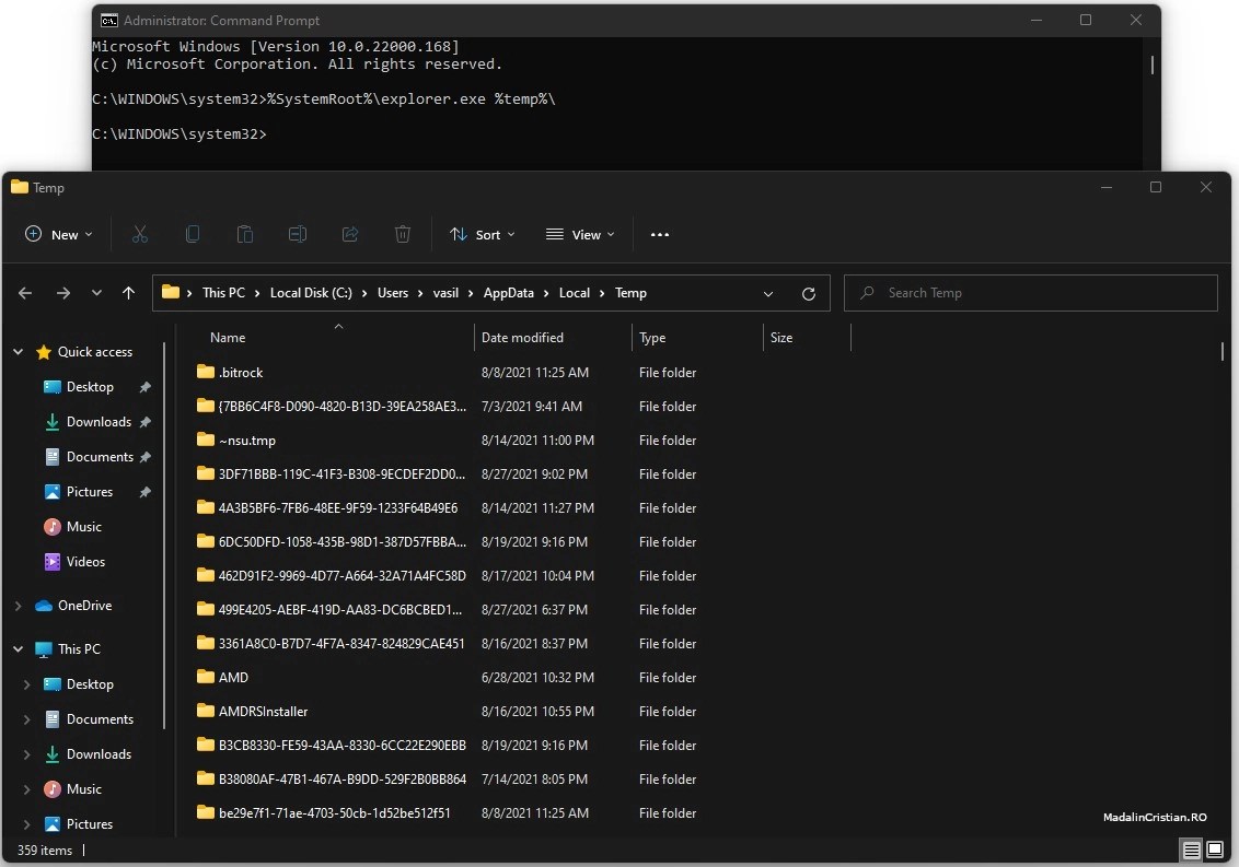 view temp folder from Command Prompt MadalinCristian.RO