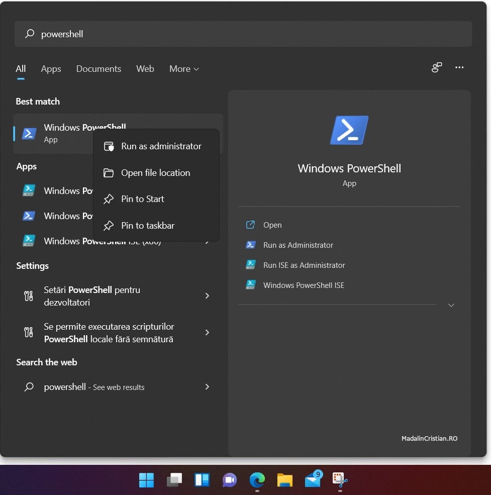 Windows PowerShell run as admin