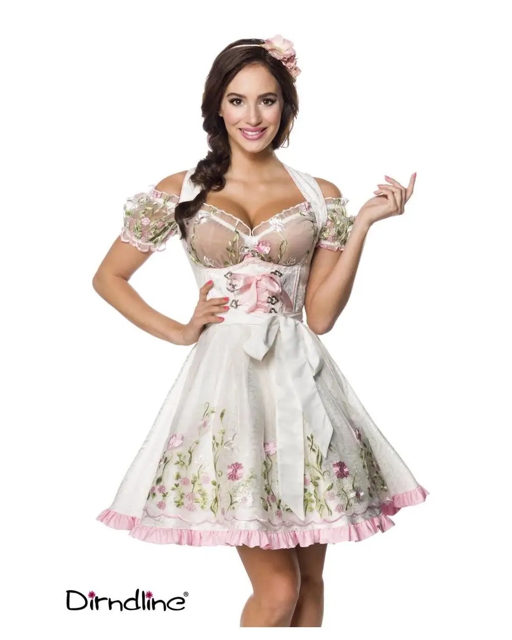 Mini Brokat Dirndl Incl Blusa De Encaje Blanco S M L Xl 2xl 3xl Dirndline Ebay