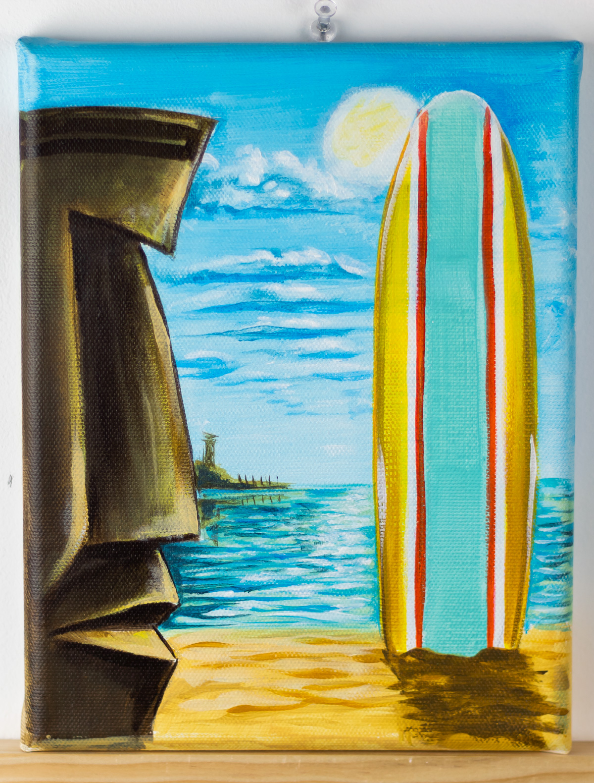 Surf Tiki 9″ x 7″ painting - MaddK Studio