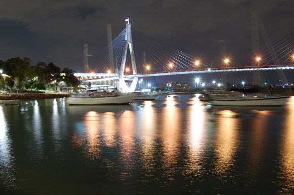 Anzac Bridge and unstill boat