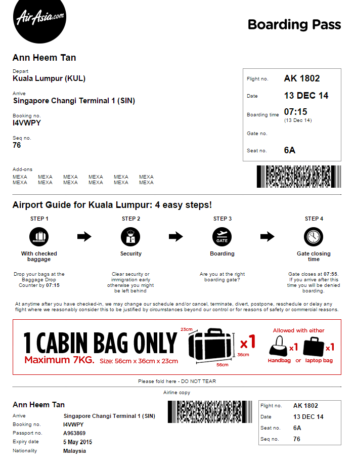 Airasia Boarding Pass Sample Free Template PPT Premium
