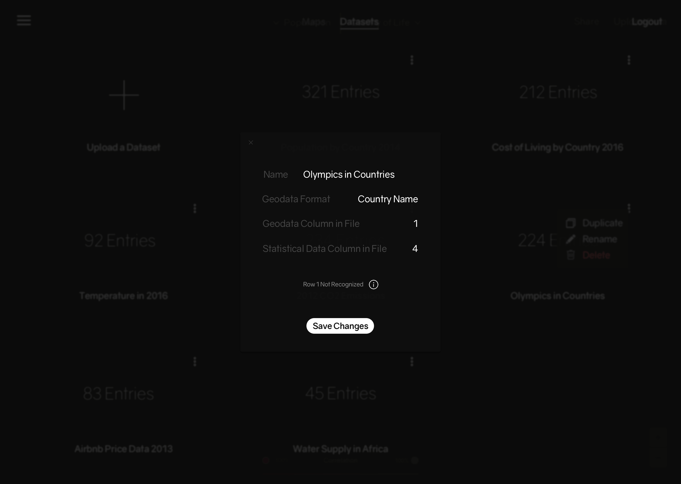 Dataset Select in Browser