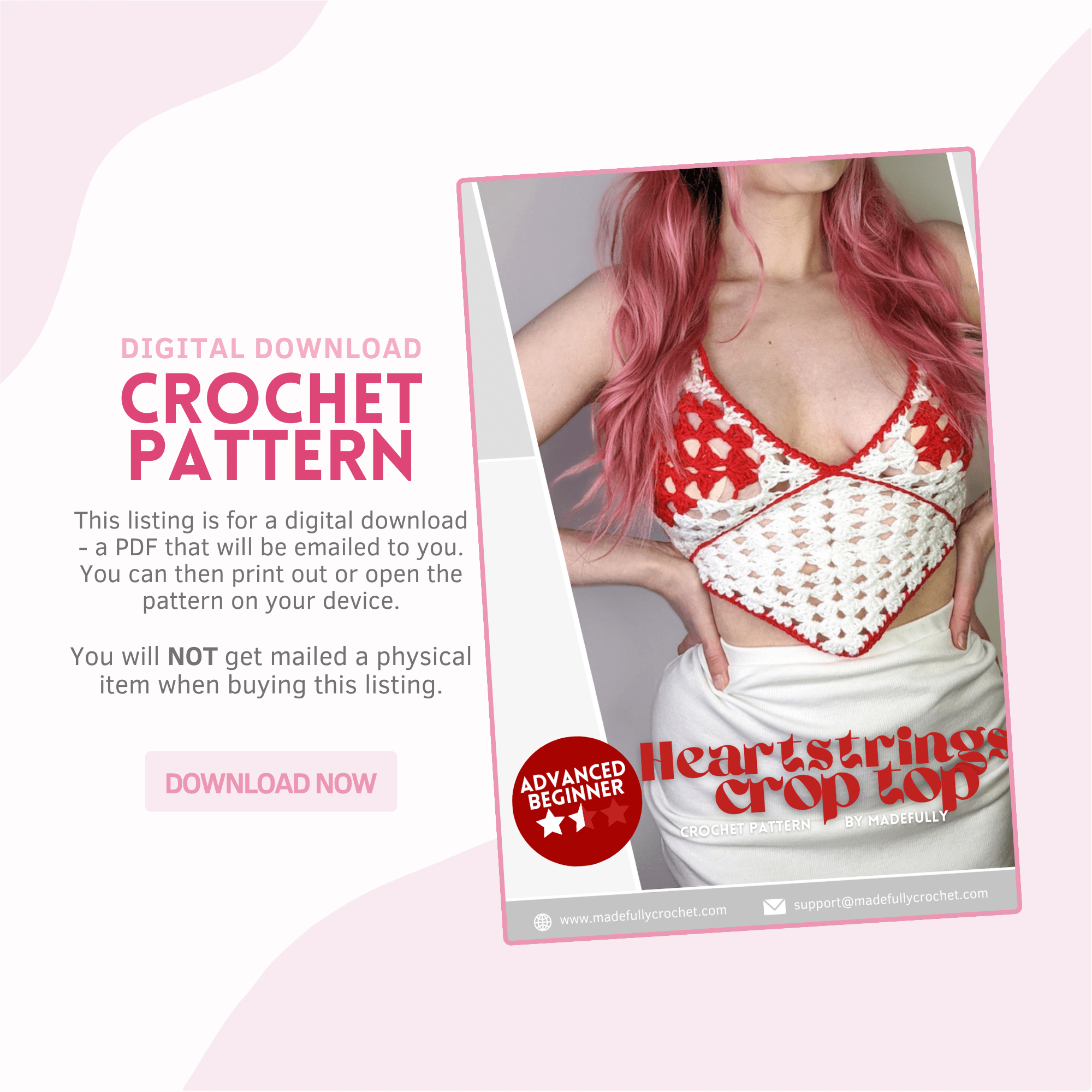 Heartstrings Crop Top - PDF Crochet Pattern ONLY!