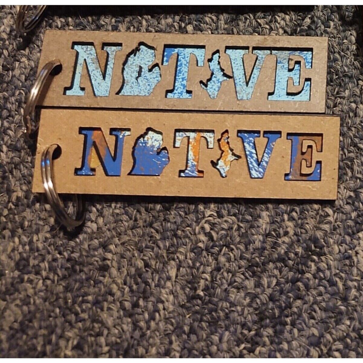 Michigan NATIVE Layered Wood Keychains
