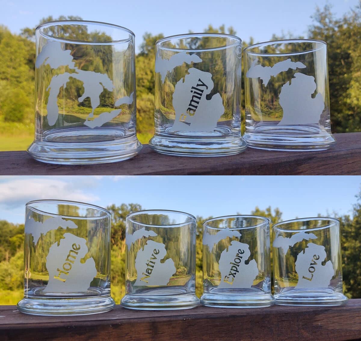 Michigan Theme Rocks Glasses
