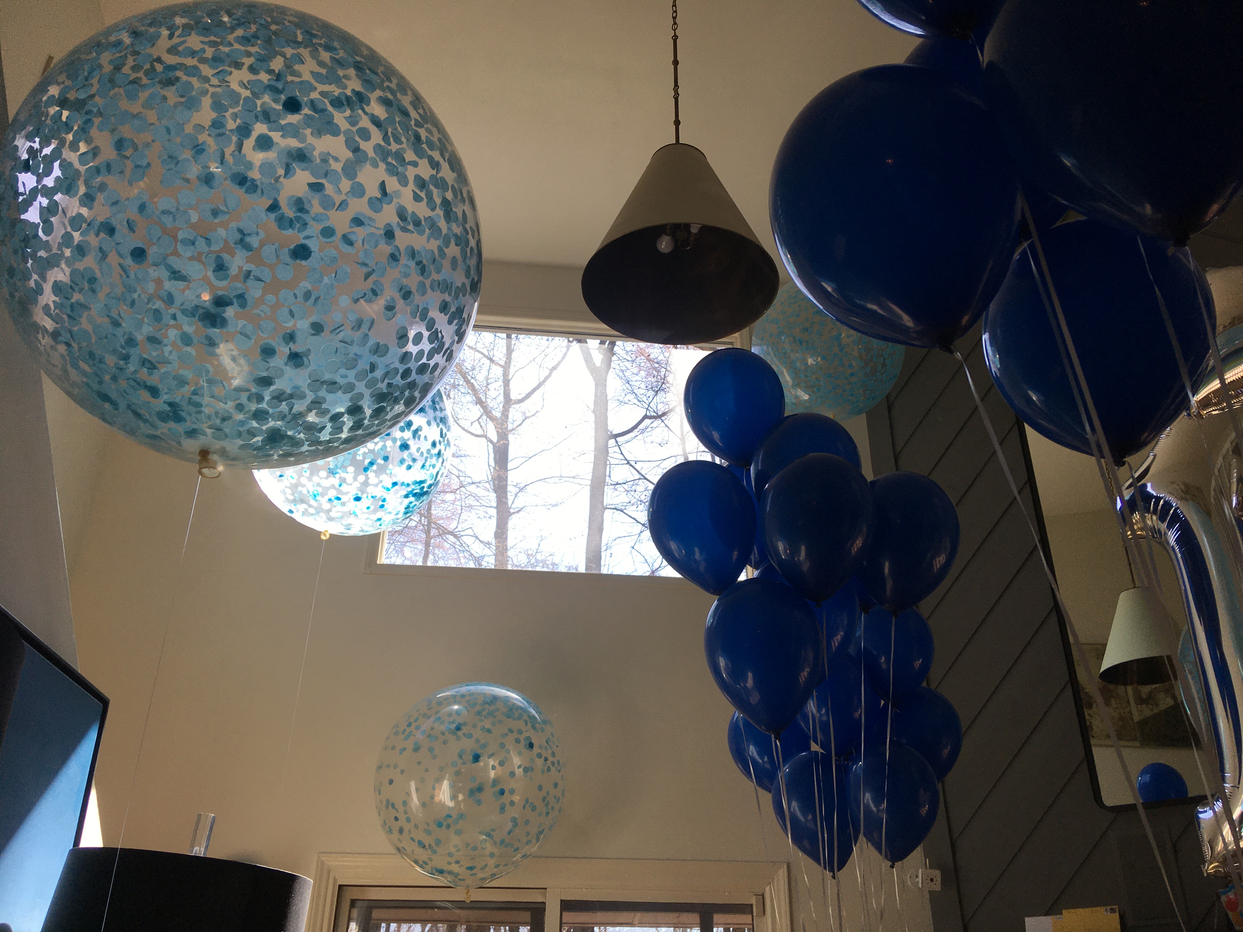 blue confetti balloons