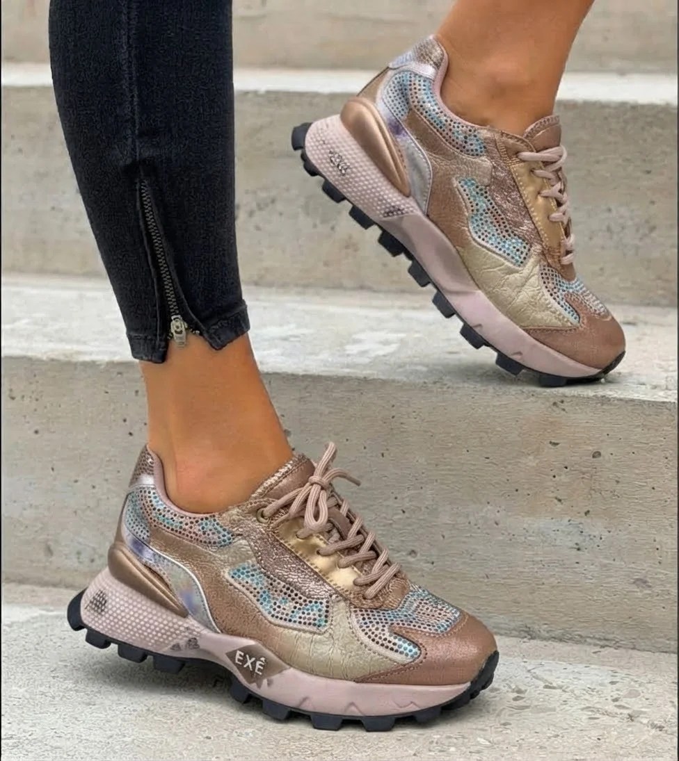 magellancipo Exé D190608 bézs arany strasszos sneaker