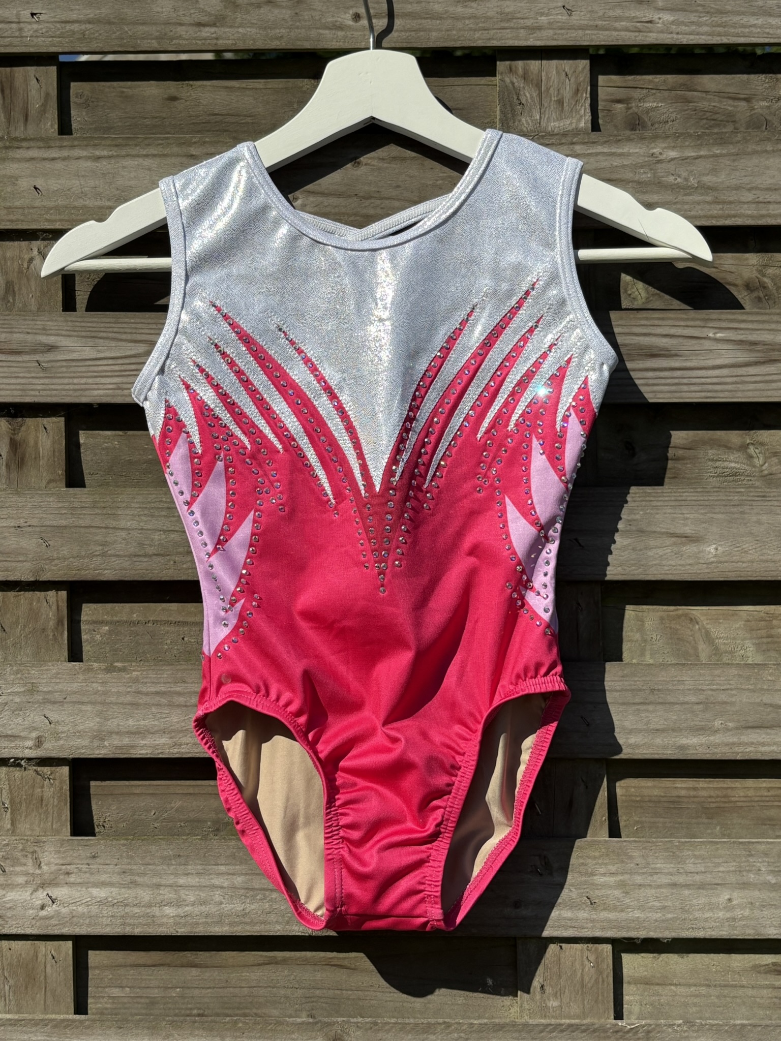 Comfortable training wear including a top and leggings for gymnastics and acro practice.