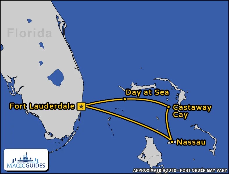Disney Cruises From Fort Lauderdale Magic Guides Itinerary Map Bahamian 4nt FLL NAS CAS SEA FLL.webp