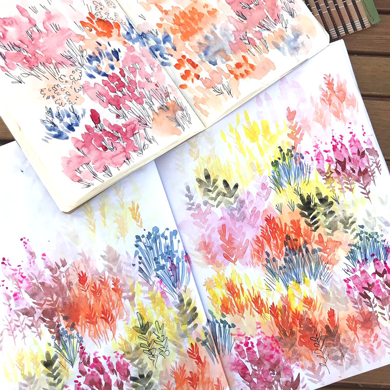 How do you know you are on to new ideas and something good? Bente: When I am in a creative moment of flow, ideas are coming fast and I feel contenpt that; YES this looks good, and by painting the same thing repeatedly I improve over time or make several paintings that have various qualities that I like and can use as a reference later for new projects.