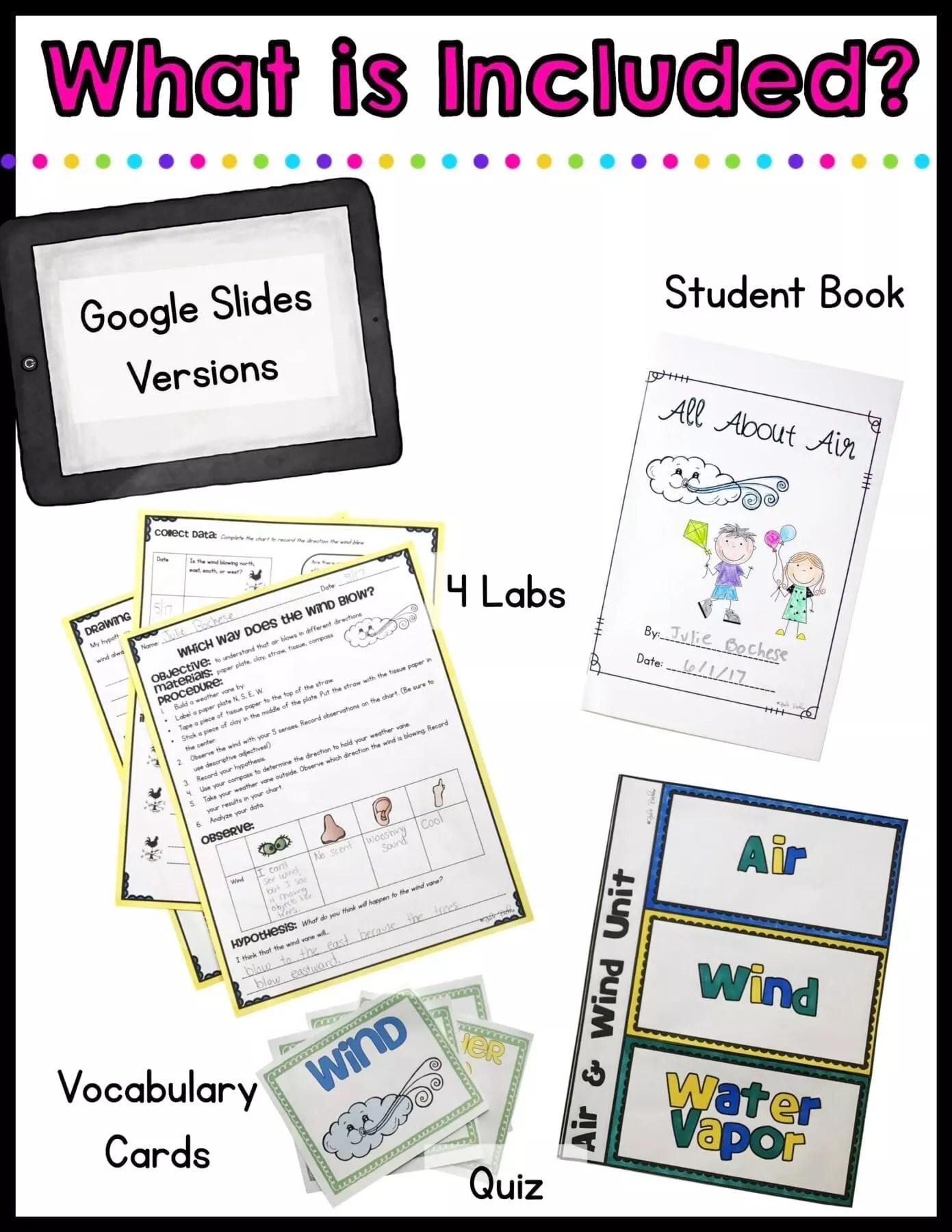Average temperature, precipitation, wind direction. Air Wind Mini Unit 1st 2nd Grade Printable Digital Magicore