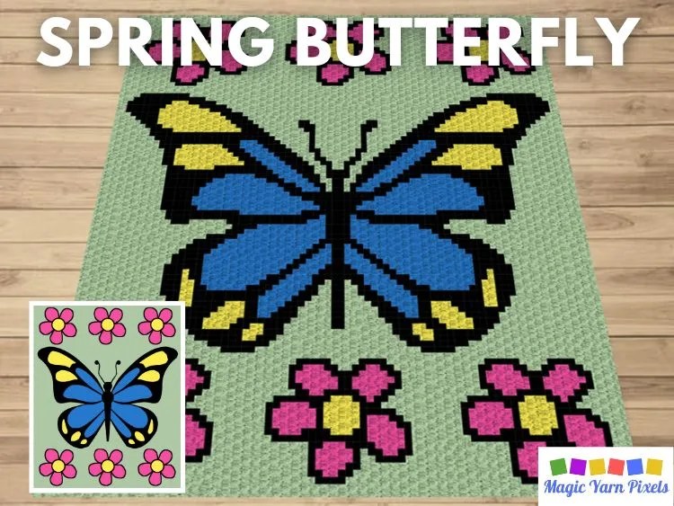 BLOG PREVIEW POSTER - Spring Butterfly - Magic Yarn Pixels