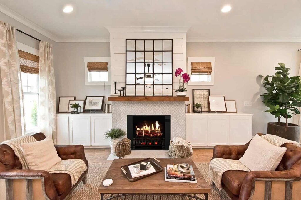 mirrored fireplace