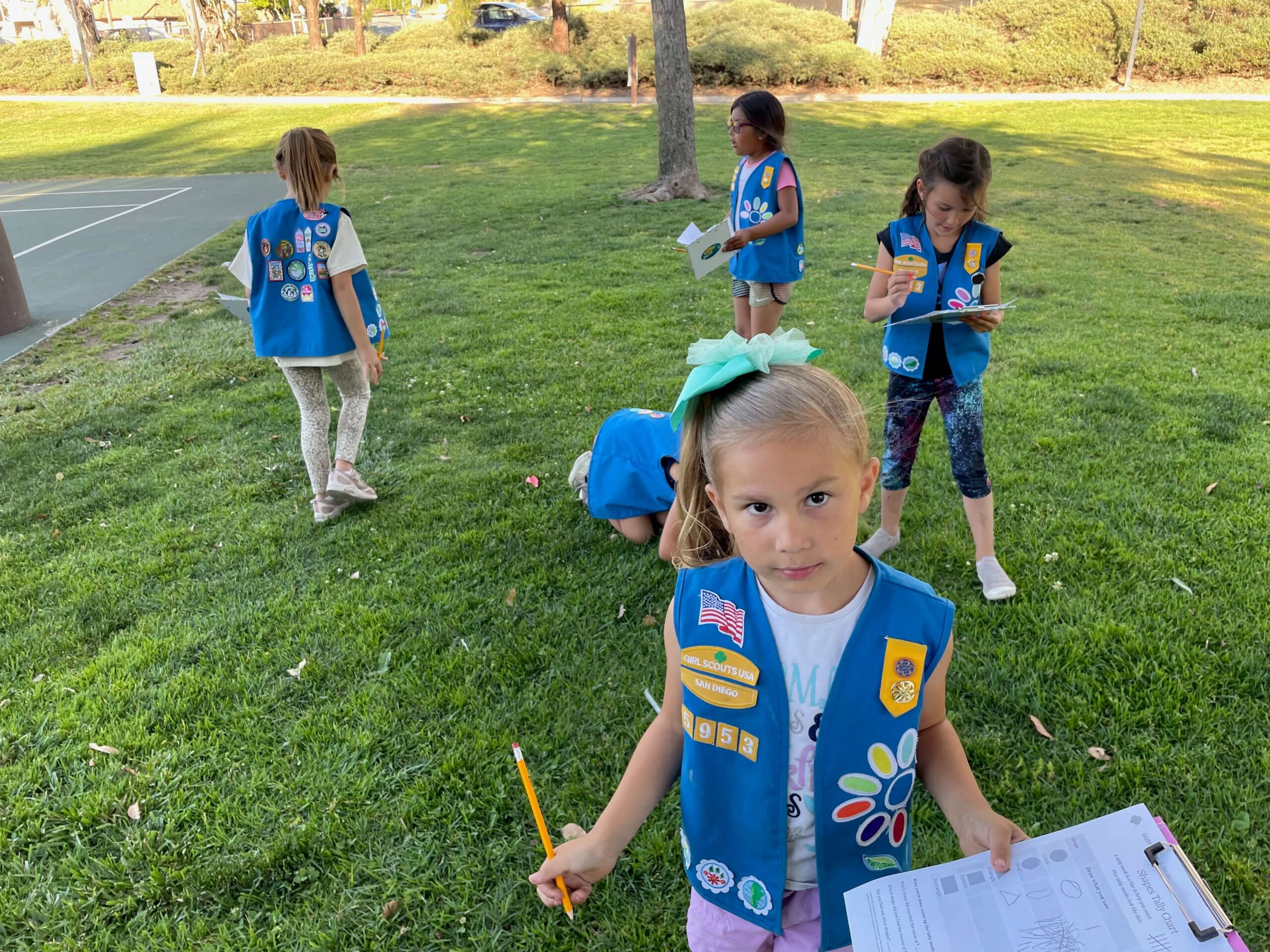 Santee Girl Scouts completing nature badge work.