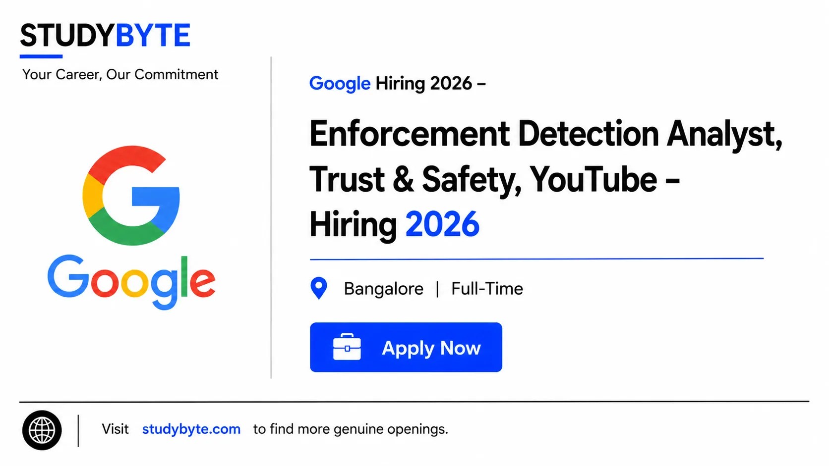 Enforcement Detection Analyst, Trust & Safety, YouTube – Google Hiring 2026