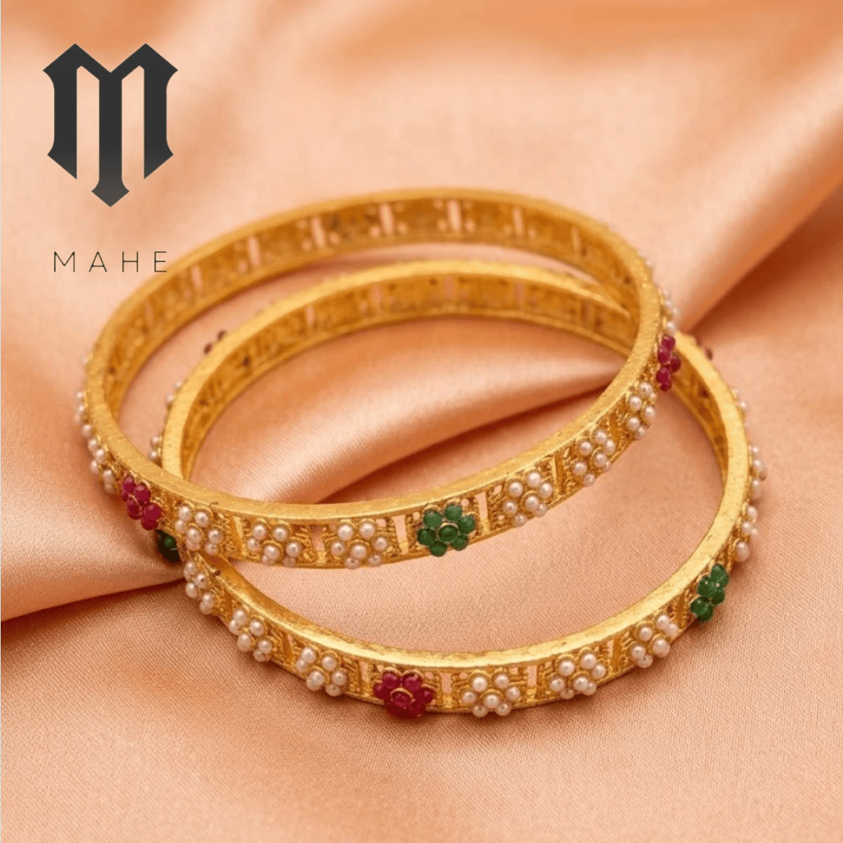 Pearl Grid Bangles Set (Colored)