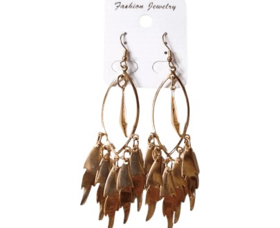 Fashion Dangle Drop Earrings, Gold-Tone Metal, Cascading Leaf Design