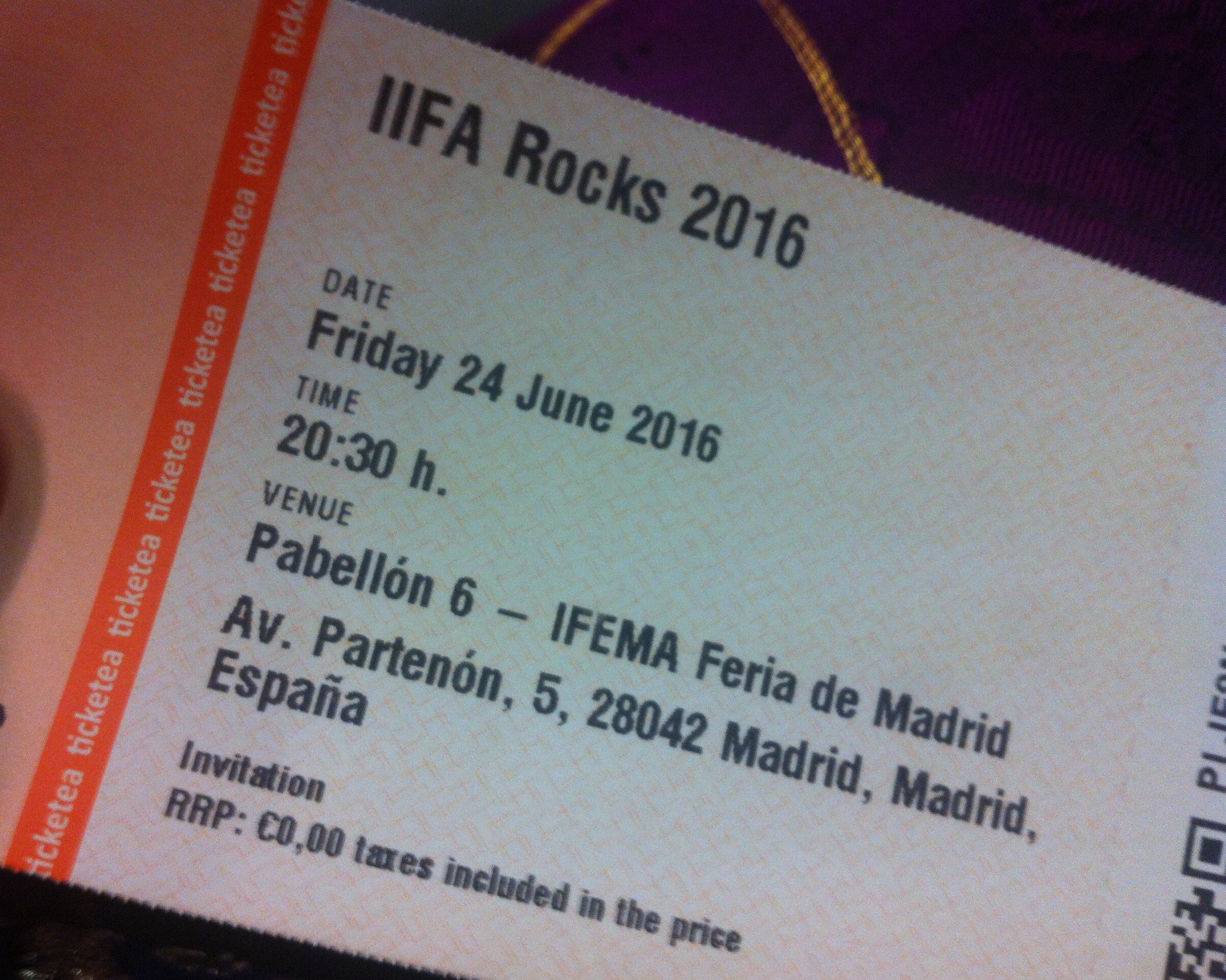 Invitación para IIFA Rocks!