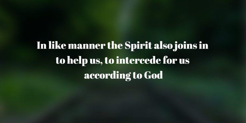 in like manner the Spirit also joins in to help us, to intercede for us according to God