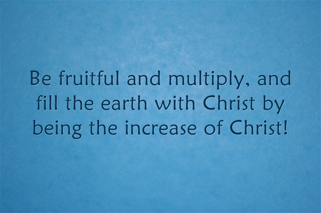 be fruitful and multiply, and fill the earth with Christ by being the increase of Christ
