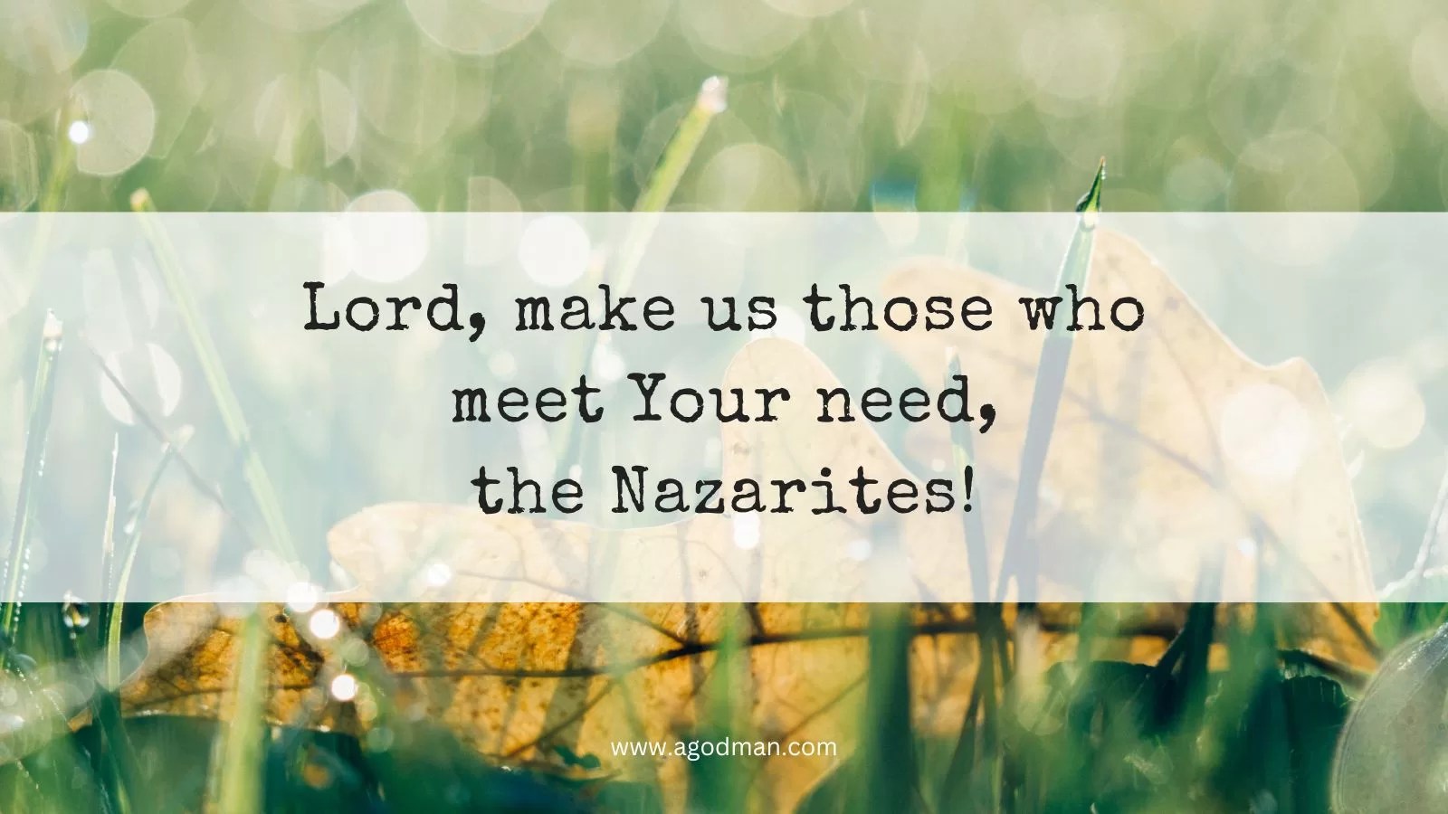 Lord, make us those who meet Your need, the Nazarites!
