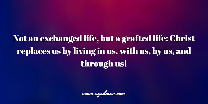 Not an exchanged life, but a grafted life: Christ replaces us by living in us, with us, by us, and through us!