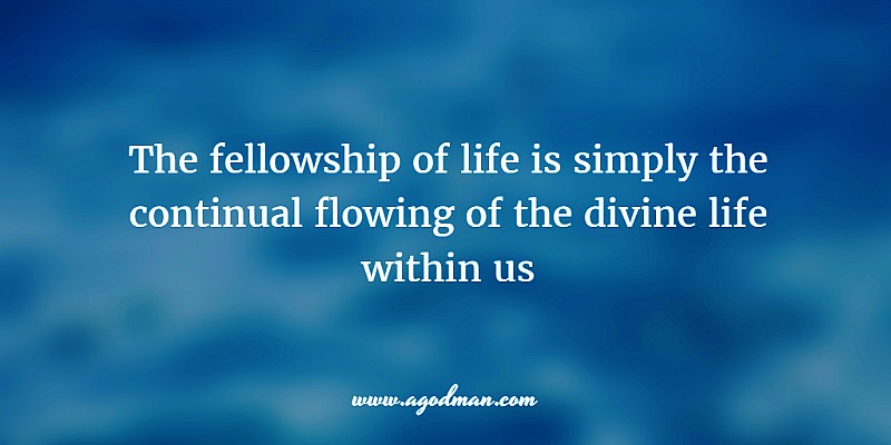 the fellowship of life is simply the continual flowing of the divine life within us