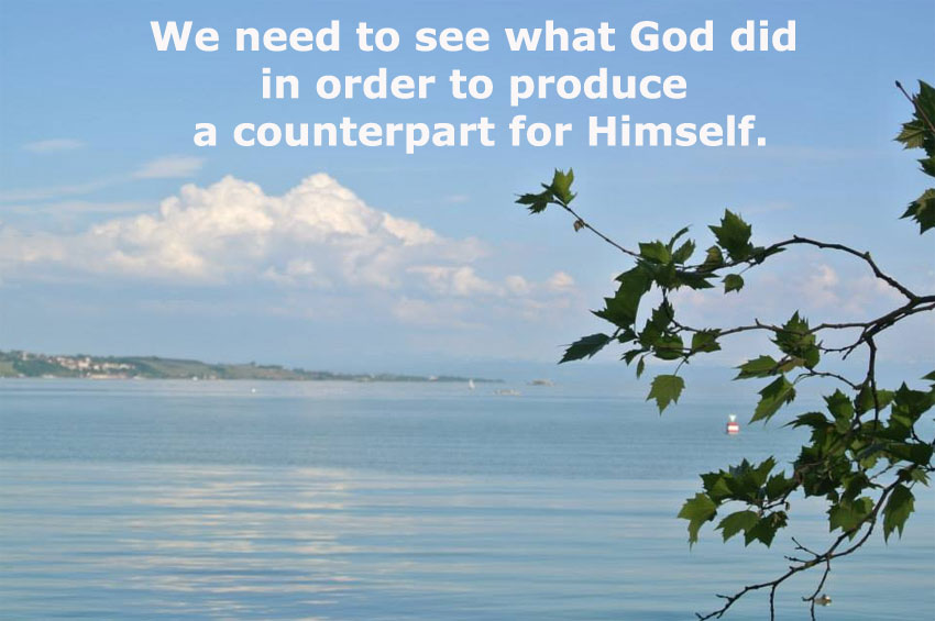 We need to see what God did in order to produce a counterpart for Himself.