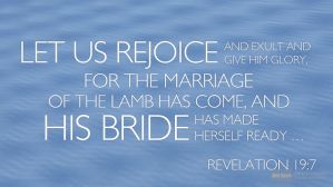 Rev. 19:7-8 Let us rejoice and exult, and let us give the glory to Him, for the marriage of the Lamb has come, and His wife has made herself ready. And it was given to her that she should be clothed in fine linen, bright and clean; for the fine linen is the righteousnesses of the saints.