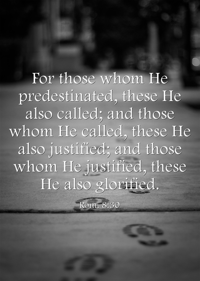 Rom. 8:30 For those whom He predestinated, these He also called; and those whom He called, these He also justified; and those whom He justified, these He also glorified.