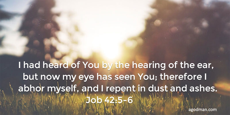 I had heard of You by the hearing of the ear, but now my eye has seen You; therefore I abhor myself, and I repent in dust and ashes. Job 42:5-6