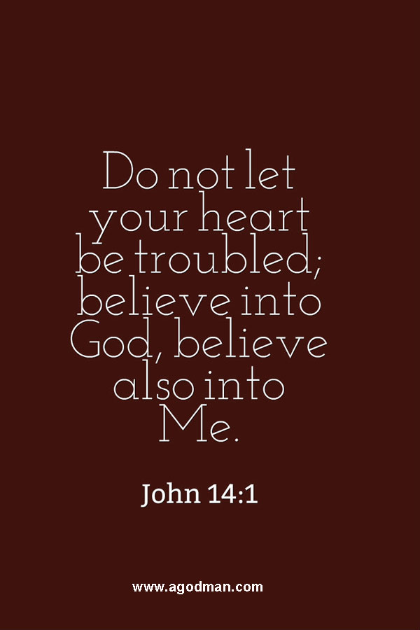 John 14:1 Do not let your heart be troubled; believe into God, believe also into Me.