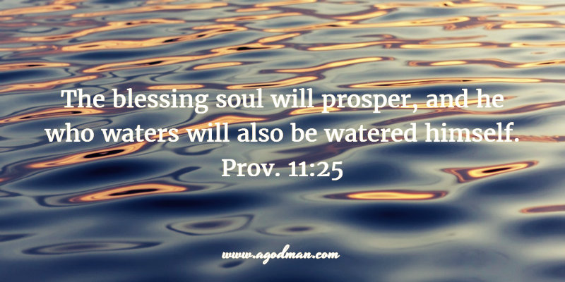 Prov. 11:25 The blessing soul will prosper, and he who waters will also be watered himself.