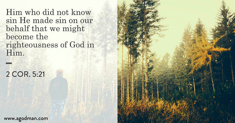 2 Cor. 5:21 Him who did not know sin He made sin on our behalf that we might become the righteousness of God in Him.