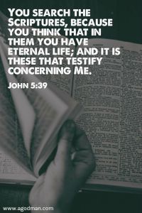 John 5:39 You search the Scriptures, because you think that in them you have eternal life; and it is these that testify concerning Me.