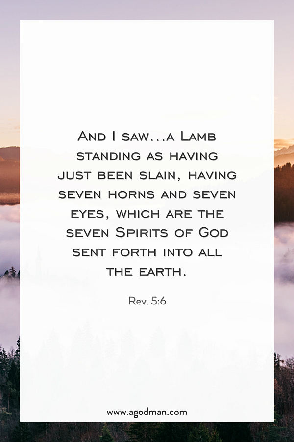 Rev. 5:6 And I saw...a Lamb standing as having just been slain, having seven horns and seven eyes, which are the seven Spirits of God sent forth into all the earth.