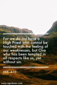 Heb. 4:15 For we do not have a High Priest who cannot be touched with the feeling of our weaknesses, but One who has been tempted in all respects like us, yet without sin.