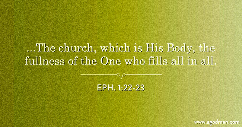 Eph. 1:22-23 ...The church, which is His Body, the fullness of the One who fills all in all.