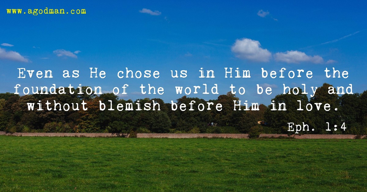Eph. 1:4 Even as He chose us in Him before the foundation of the world to be holy and without blemish before Him in love.