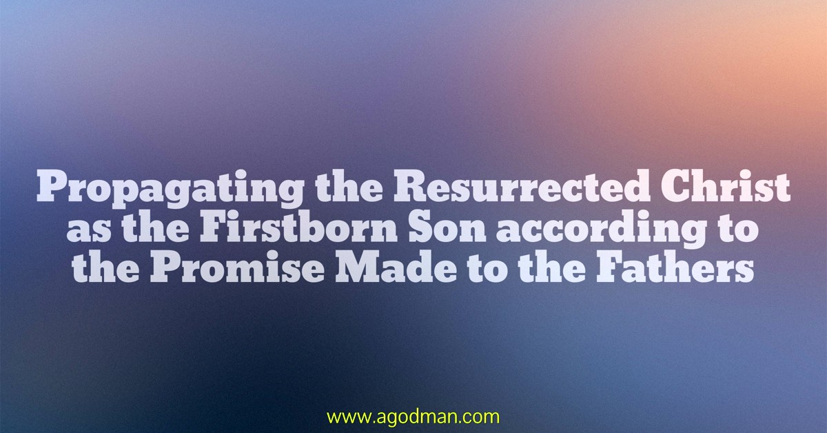 Propagating the Resurrected Christ as the Firstborn Son according to the Promise Made to the Fathers