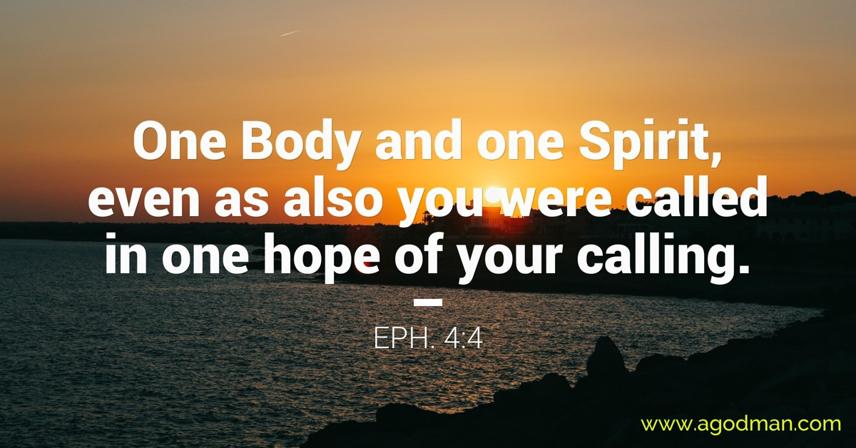 Eph. 4:4 One Body and one Spirit, even as also you were called in one hope of your calling.