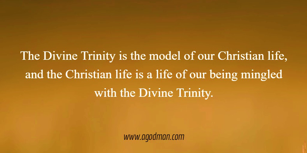 The Divine Trinity is the model of our Christian life, and the Christian life is a life of our being mingled with the Divine Trinity.