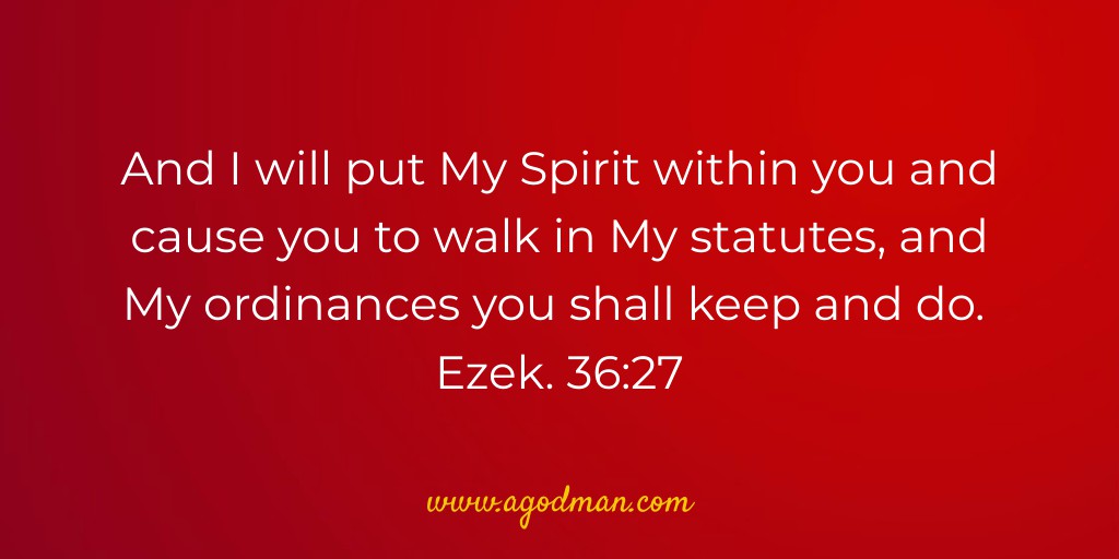 And I will put My Spirit within you and cause you to walk in My statutes, and My ordinances you shall keep and do. Ezek. 36:27