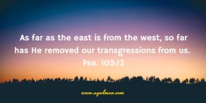 As far as the east is from the west, so far has He removed our transgressions from us. Psa. 103:12