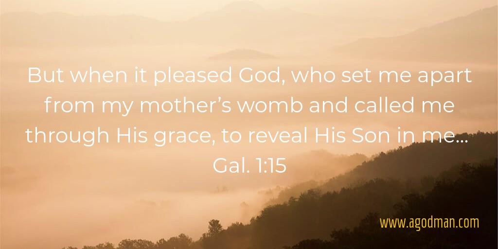 But when it pleased God, who set me apart from my mother’s womb and called me through His grace, to reveal His Son in me... Gal. 1:15