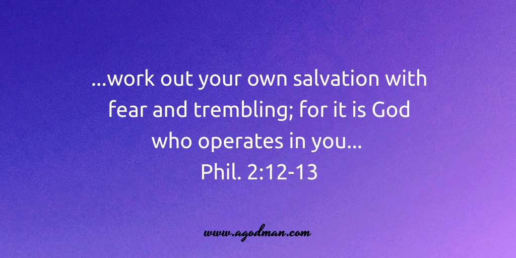 ...work out your own salvation with fear and trembling; for it is God who operates in you... Phil. 2:12-13