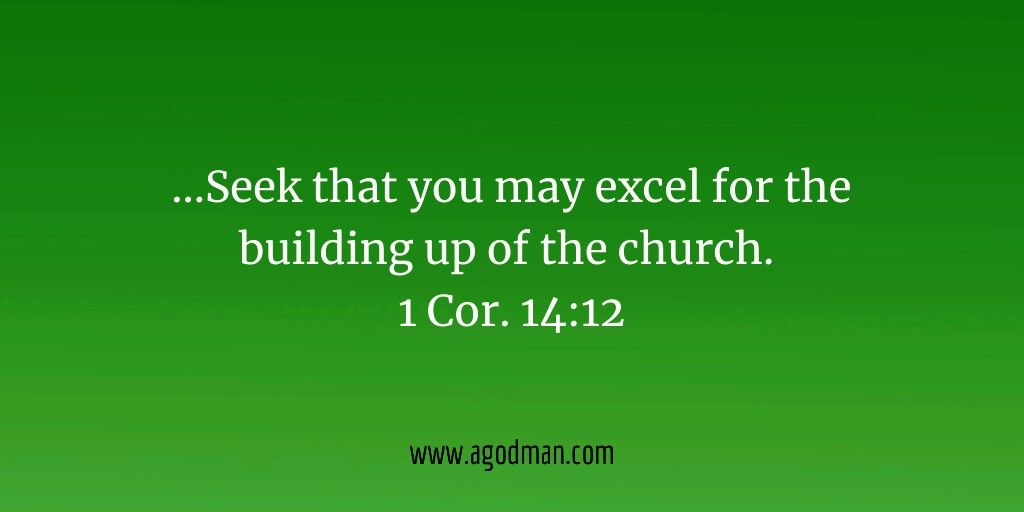 ...Seek that you may excel for the building up of the church. 1 Cor. 14:12