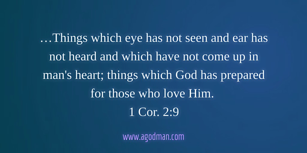 …Things which eye has not seen and ear has not heard and which have not come up in man's heart; things which God has prepared for those who love Him. 1 Cor. 2:9